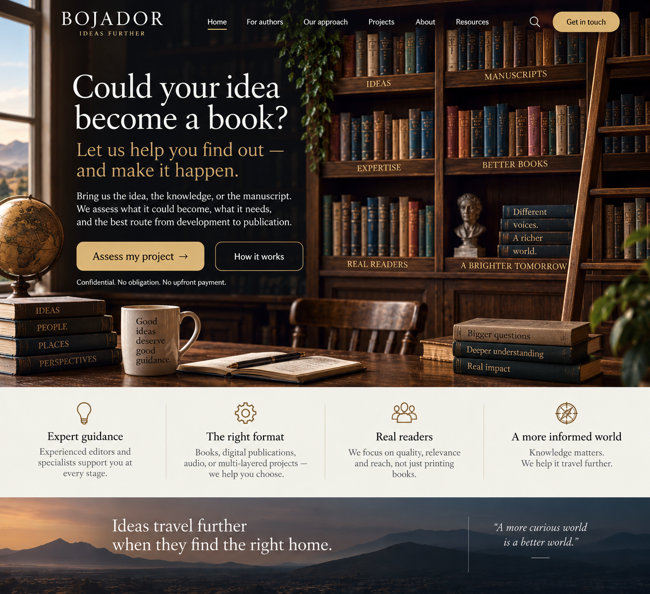 Bojador publishing homepage concept